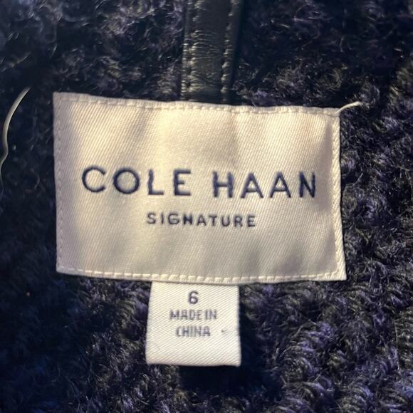 Cole Haan Signature Navy Wool Blend Coat with Oversized Collar Size 6 - Picture 5 of 6